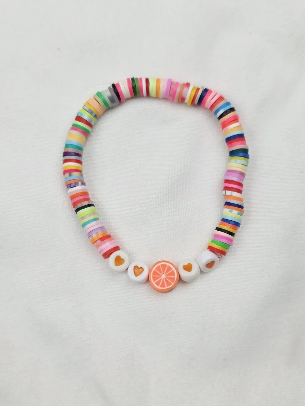 Handmade Clay Bead Heart Fruit Multi Color  Bracelet